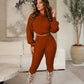 Dames Casual Kabeltrui met Capuchon en Legging Set