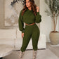 Dames Casual Kabeltrui met Capuchon en Legging Set