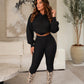 Dames Casual Kabeltrui met Capuchon en Legging Set